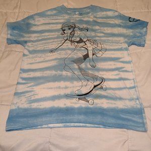 Proper Gnar Skateboarding Anime Manga T-Shirt Men's L Short Sleeve Tie Dye White